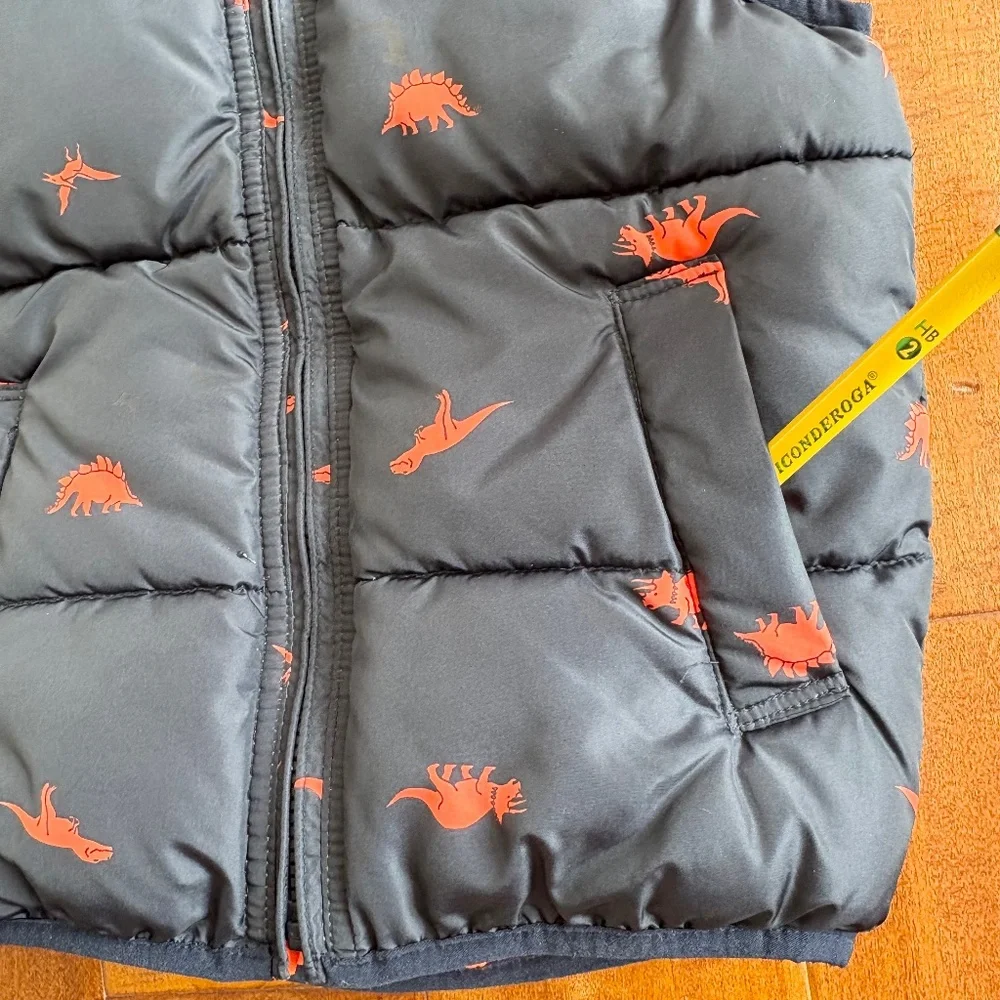 Baby GAP Reversible Navy-Blue/Orange Dinosaur Puffer Vest 4 Yrs‎ Outdoor